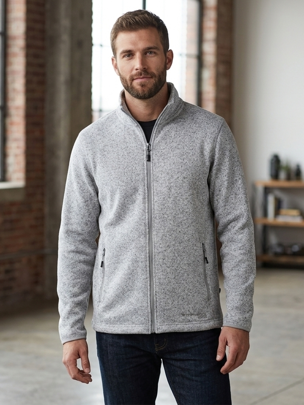 Sunice Men's Light Gray Heather Full-Zip Jacket Size XL